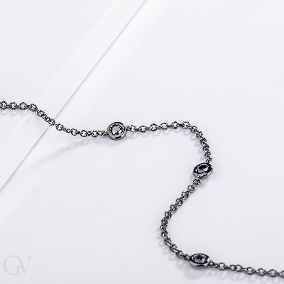 Bracelet pour homme en or bruni 18k avec 5 diamants noirs