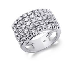 Bague bande cinq rangs en or blanc 18k avec diamants