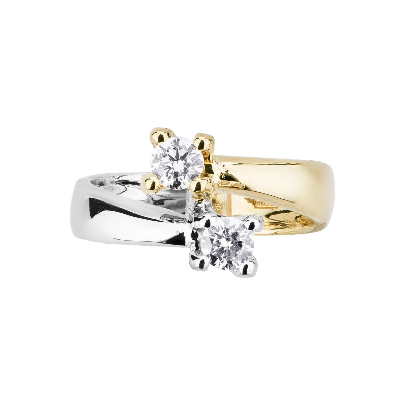 Bague femme Contrarié en Or Blanc et Jaune 18k avec Diamants