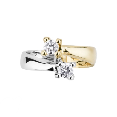 Bague femme Contrarié en Or Blanc et Jaune 18k avec Diamants