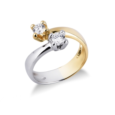 Bague femme Contrarié en Or Blanc et Jaune 18k avec Diamants