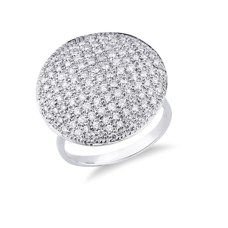 Bague ronde pavé diamants en or blanc 18 carats 