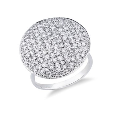 Bague ronde pavé diamants en or blanc 18 carats 