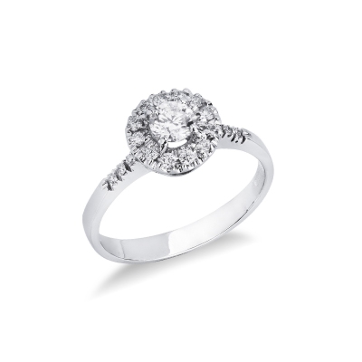 Bague halo en or blanc 18k avec diamants