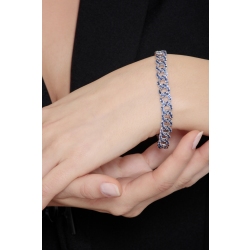 Bracelet maille gourmette en or blanc 18k avec saphirs bleus 2