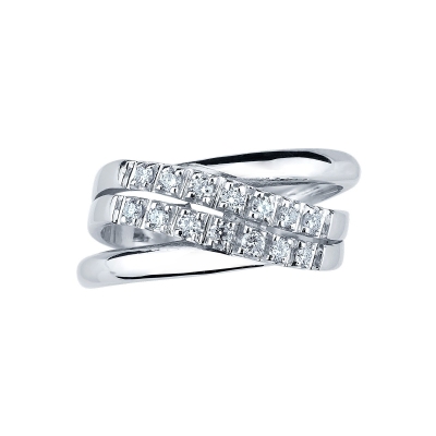 Bague croisée en or blanc 18k avec diamants