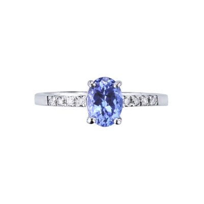 Bague en or blanc 18k avec une tanzanite et diamants