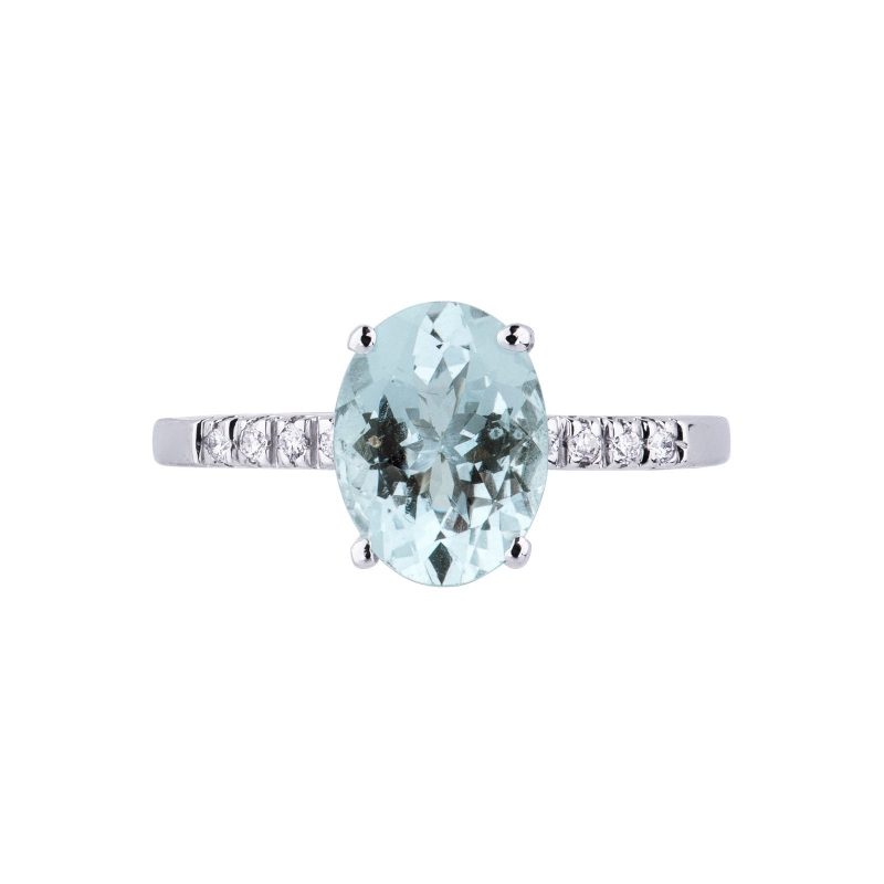 Bague en or blanc 18k avec une aquamarine 