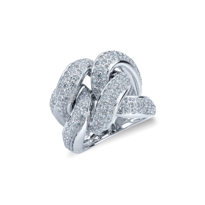 Bague nœud Groumette en or blanc 18 carats avec des diamants