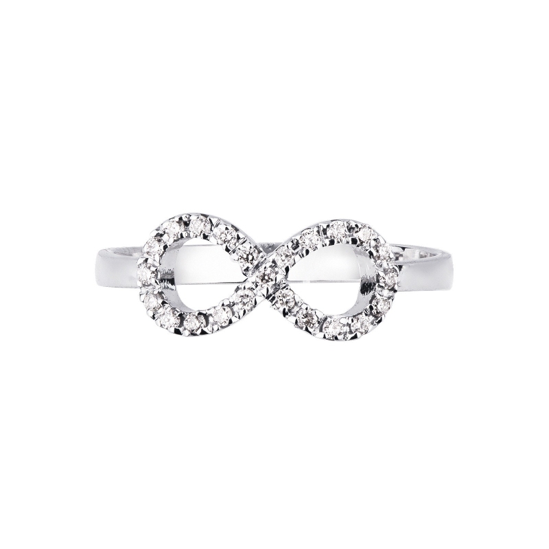 Bague symbole infini en or blanc 18k avec diamants