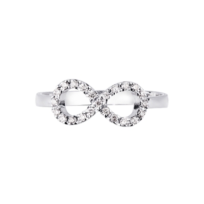 Bague symbole infini en or blanc 18k avec diamants