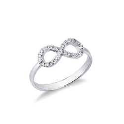 Bague symbole infini en or blanc 18k avec diamants