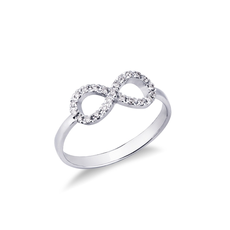 Bague symbole infini en or blanc 18k avec diamants