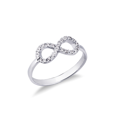 Bague symbole infini en or blanc 18k avec diamants