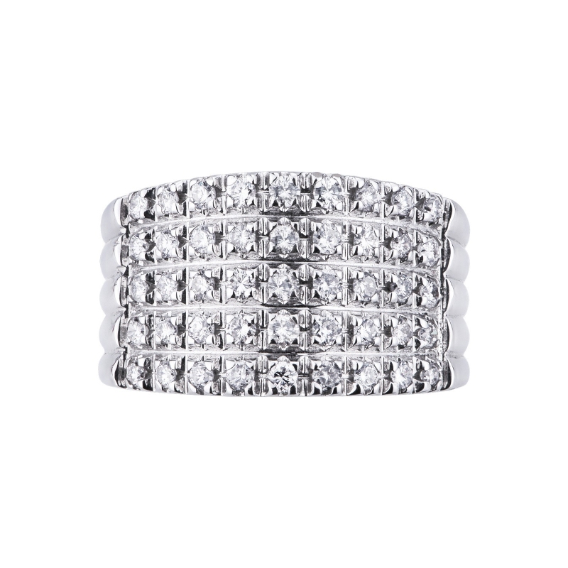 Bague à 5 rangées en or blanc 18k avec des diamants