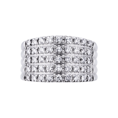 Bague à 5 rangées en or blanc 18k avec des diamants