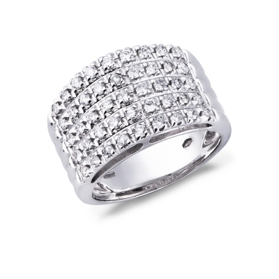 Bague à 5 rangées en or blanc 18k avec des diamants