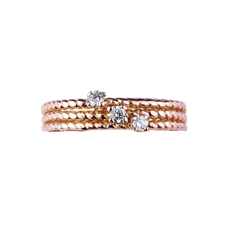 Bague trilogy en or rose 18k avec diamants