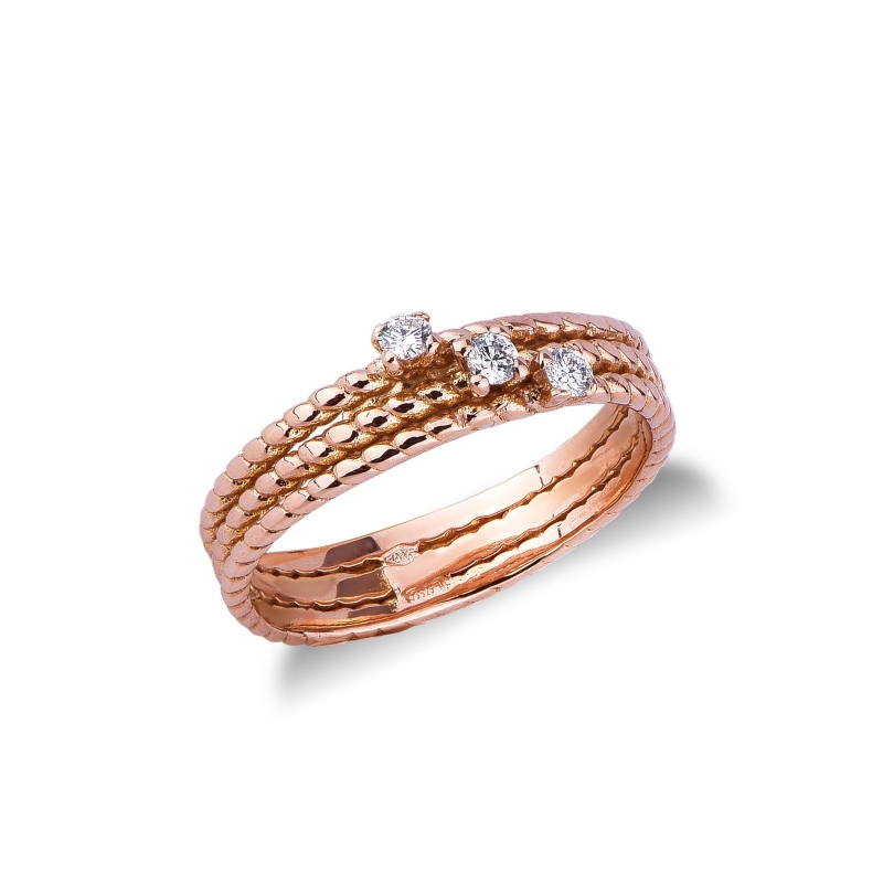 Bague trilogy en or rose 18k avec diamants