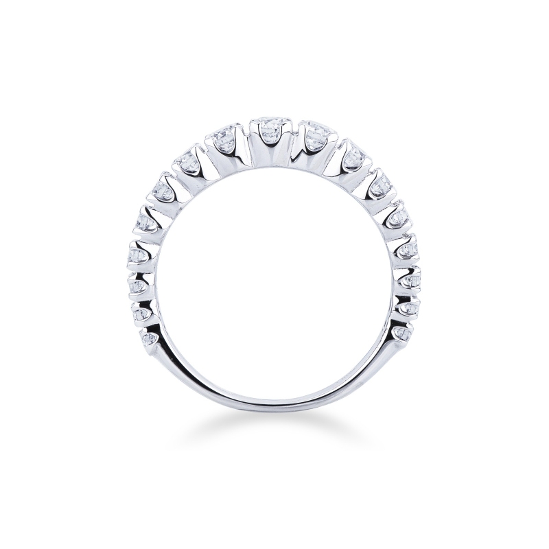  Bague demi alliance en or blanc 18k avec diamant tot ct 0.90