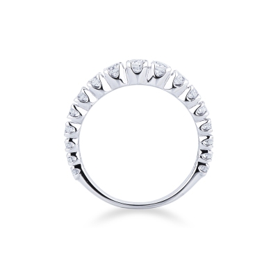  Bague demi alliance en or blanc 18k avec diamant tot ct 0.90