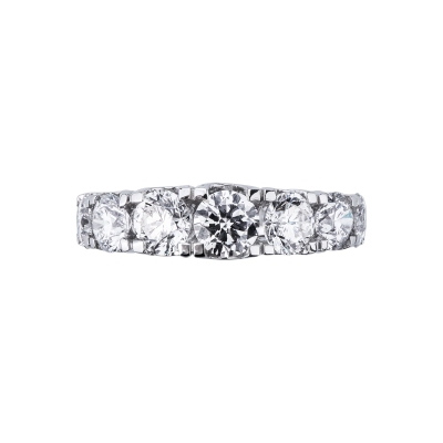 Bague demi-alliance en or blanc 18k avec diamants