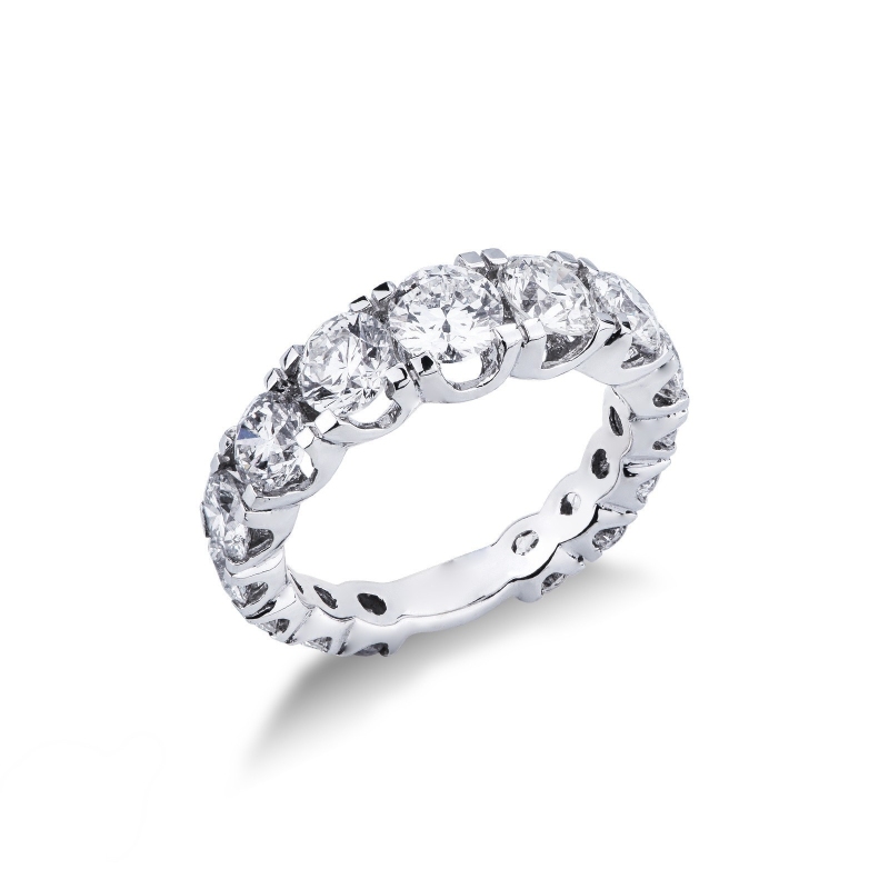 Bague demi-alliance en or blanc 18k avec diamants