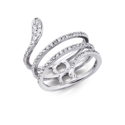 Bague serpent en or blanc 18k avec diamants