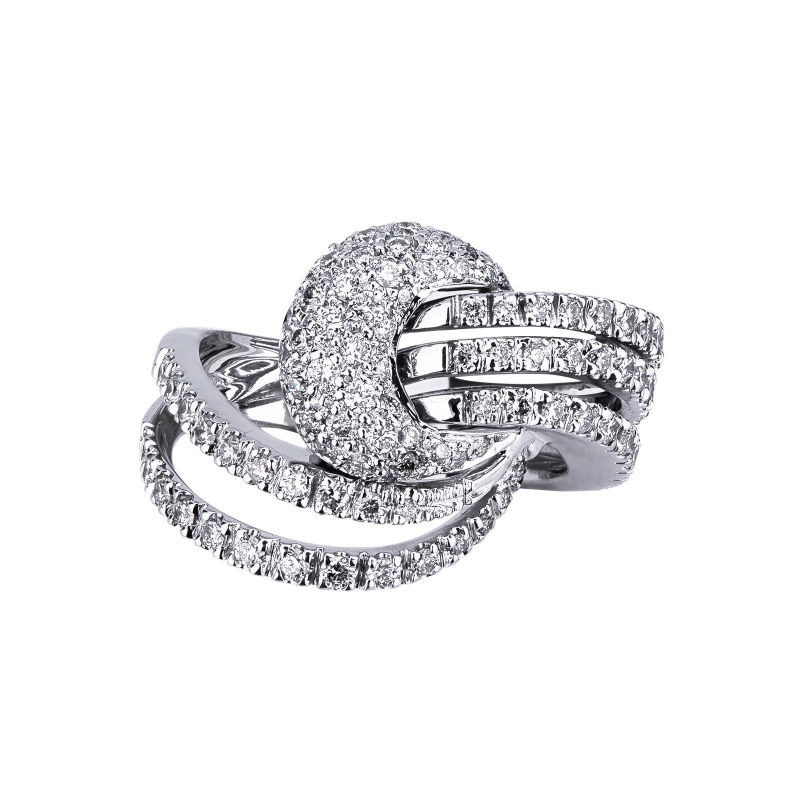Bague bande en or blanc 18k avec des diamant 
