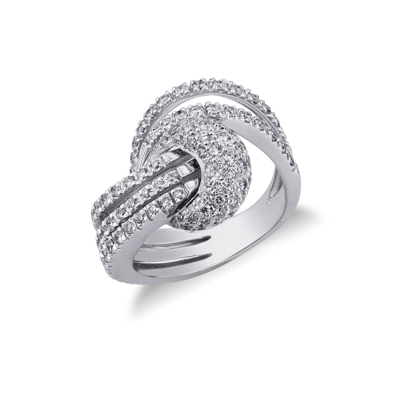Bague bande en or blanc 18k avec des diamant 