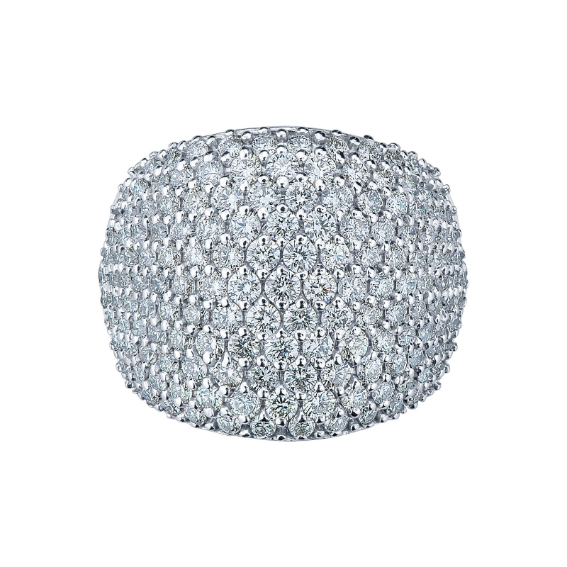 Bague en or blanc 18 carats sertie d'un pavé de diamants 