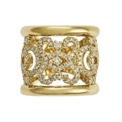 Bague bandeau en or jaune 18k avec diamants 2