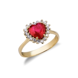 Bague en or jaune 18 carats avec un rubis
