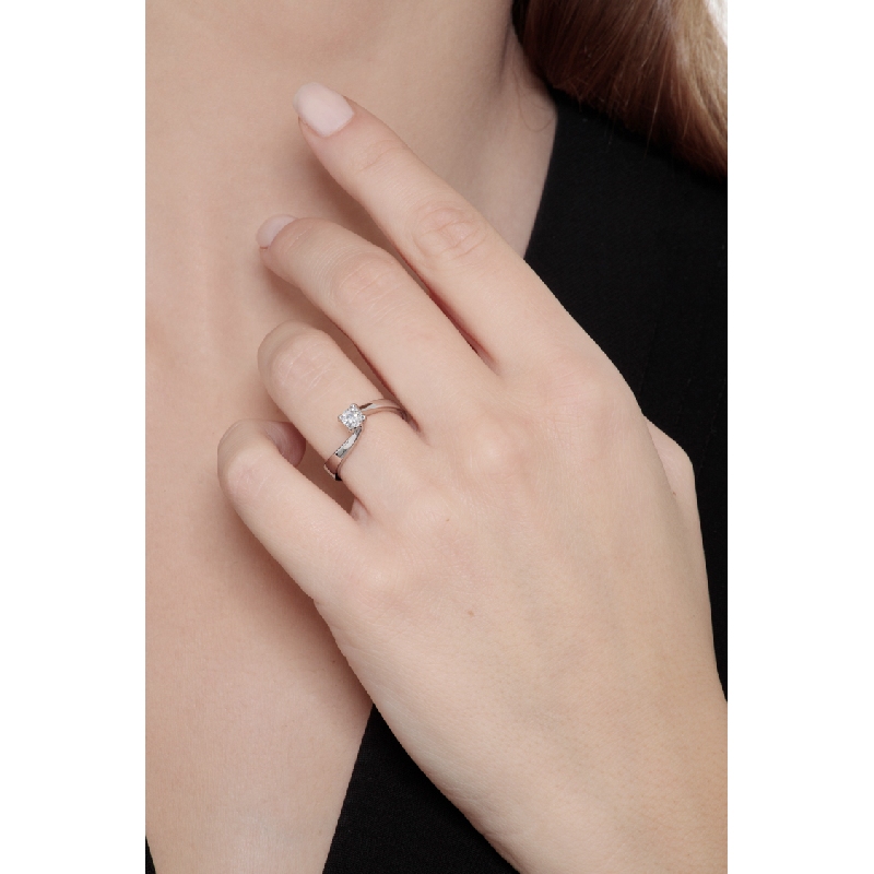 Solitaire diamant 0.30 ct en or blanc 18k