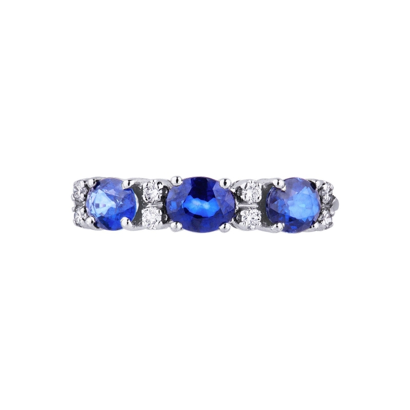 Bague femme avec saphirs bleus et diamants or 750