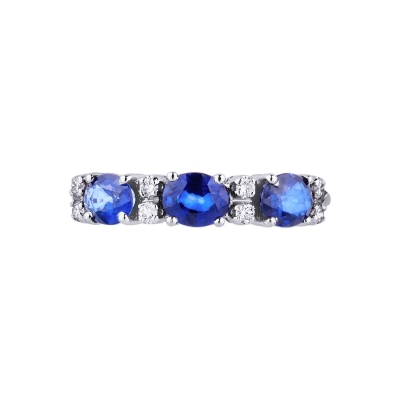 Bague femme avec saphirs bleus et diamants or 750