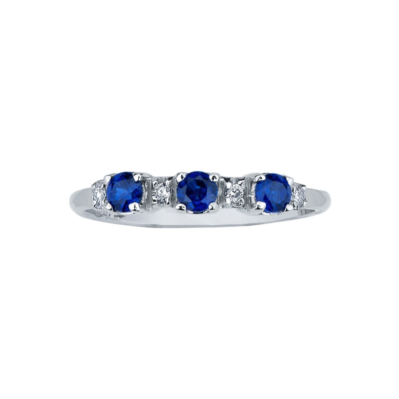 Bague en or blanc 18k sertie de trois saphirs bleus