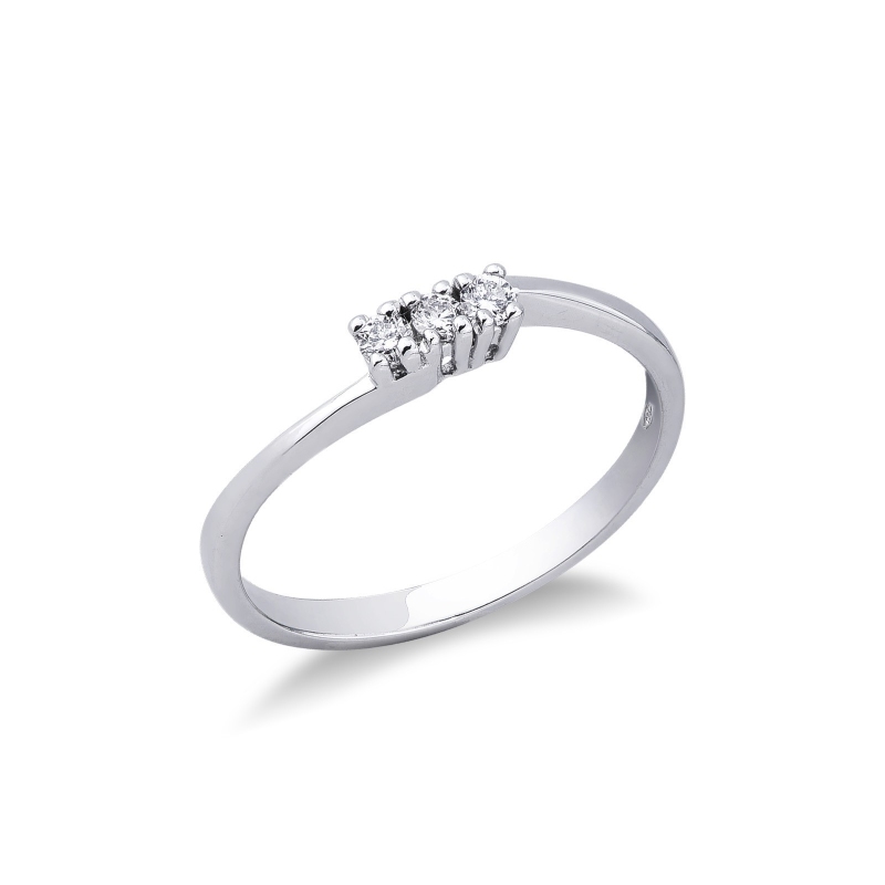 Bague trilogy or blanc 18k avec diamants