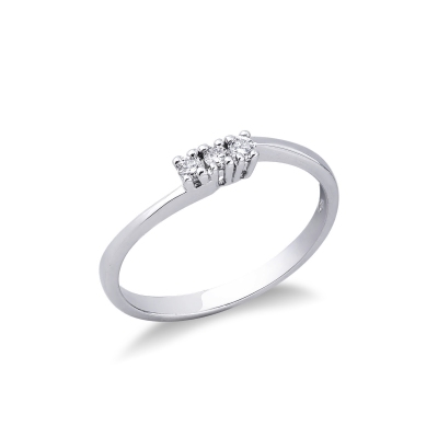 Bague trilogy or blanc 18k avec diamants