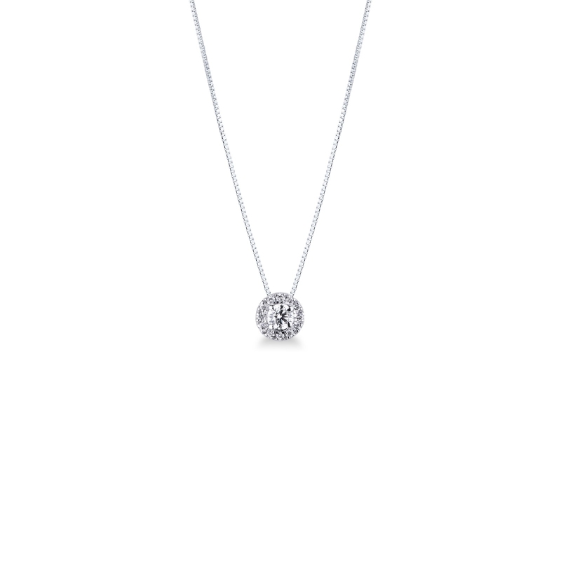 Collier en or blanc avec diamants et diamant central