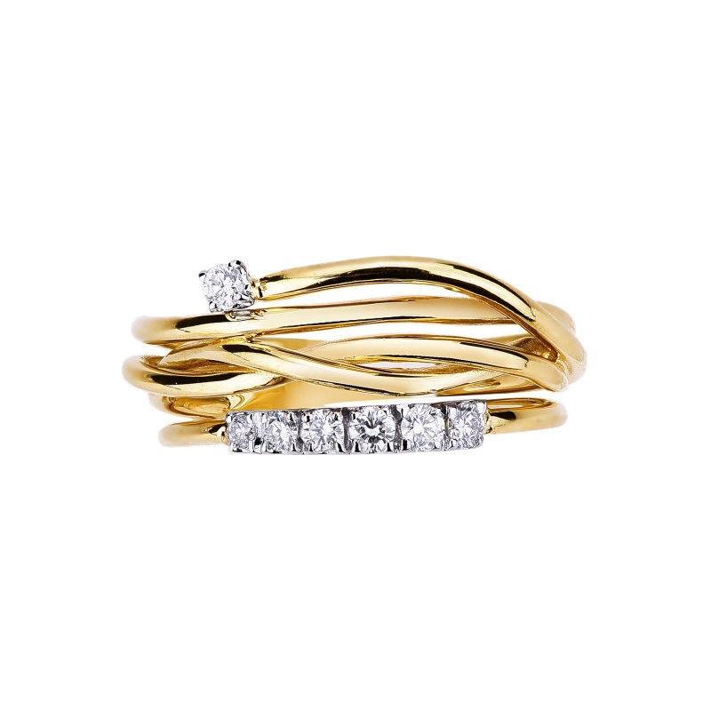 Bague en or blanc et jaune 18k avec diamants