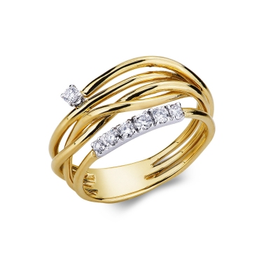 Bague en or blanc et jaune 18k avec diamants