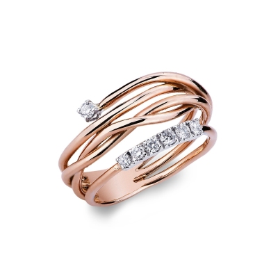  Bague en or blanc et rose 18k avec diamants