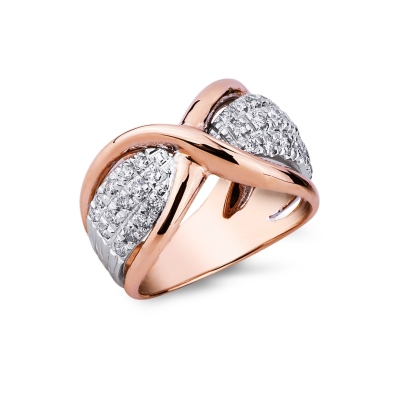 Bague diamants en or blanc et rose 18 carats