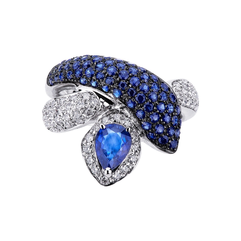 Bague serpent saphir bleu en or 18k