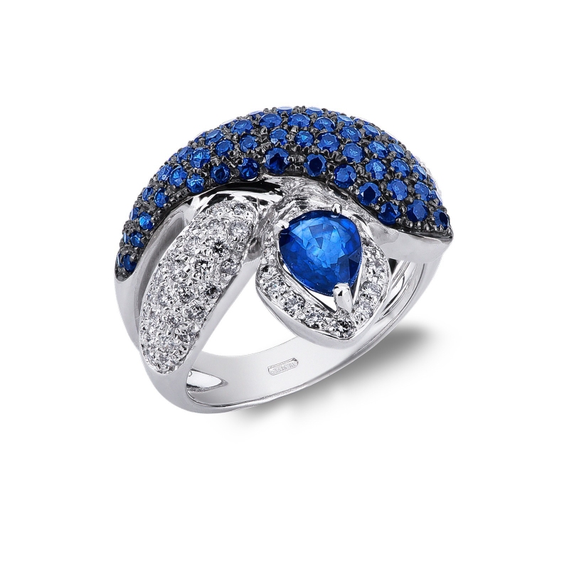 Bague serpent saphir bleu en or 18k