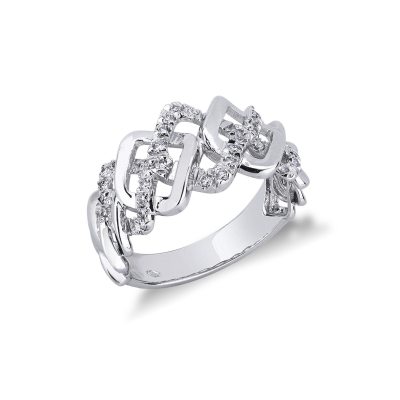 Bague à maille gourmette en or blanc 18 k 