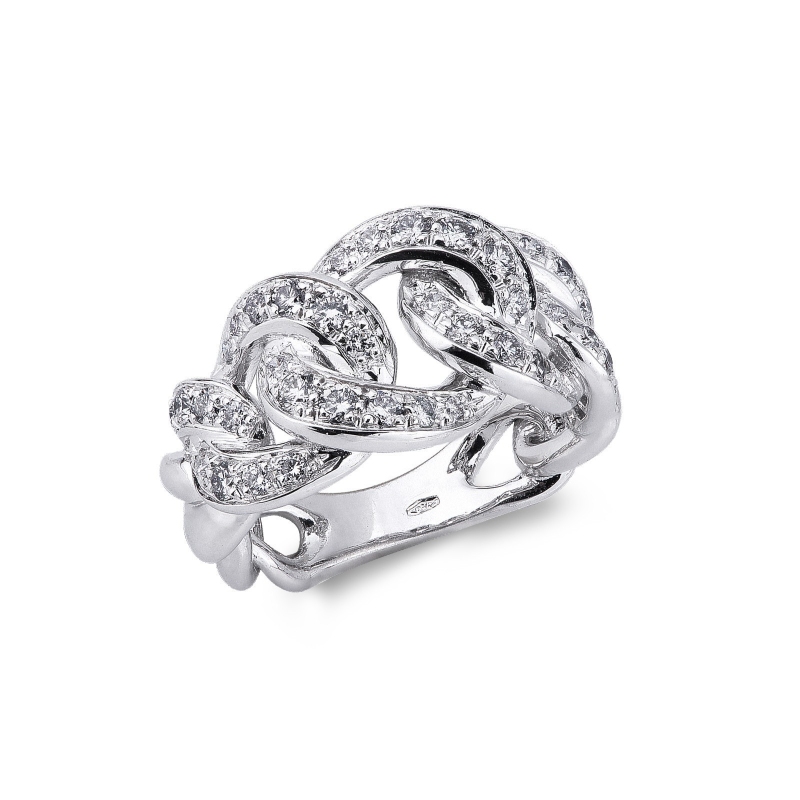 Bague gourmette en or blanc 18 carats