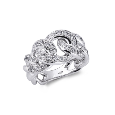 Bague gourmette en or blanc 18 carats