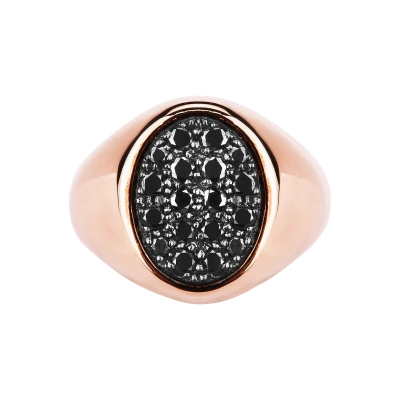 Bague diamants noirs en or rose 18 carats 
